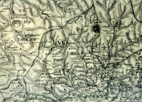 Mapa del Principat d'Andorra de l'any 1726.